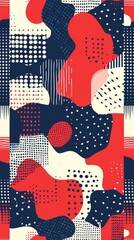 Fototapeta premium b'Red, white and blue abstract Memphis style seamless pattern'