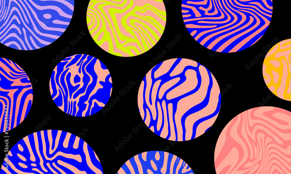 Poster abstract geometric background with composition of texured circles. simple minimal contemporary desig