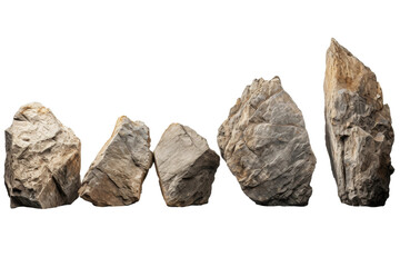 Harmony of Earth: A Gathering of Rocks. On a White or Clear Surface PNG Transparent Background.