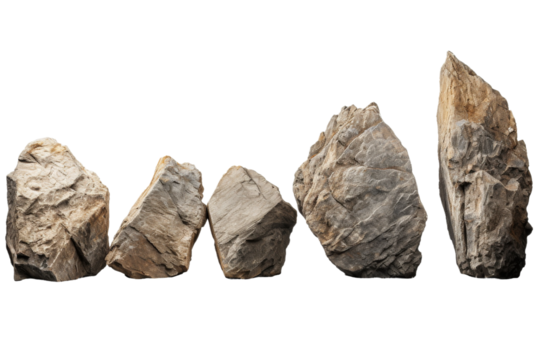 Harmony of Earth: A Gathering of Rocks. On a White or Clear Surface PNG Transparent Background.