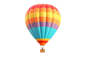 A Vibrant Journey: Majestic Hot Air Balloon Soaring in the Sky. On a White or Clear Surface PNG Transparent Background.