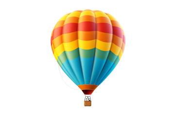 The Majestic Dance of a Multicolored Hot Air Balloon. On a White or Clear Surface PNG Transparent Background.
