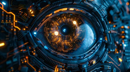 Obraz premium Circuitry in the shape of an eye