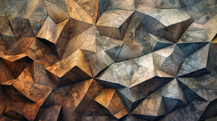 Moody earth tones in complex geometric mosaic.
