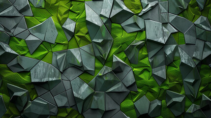 Muted moss green and slate gray with irregular polygons. - obrazy, fototapety, plakaty