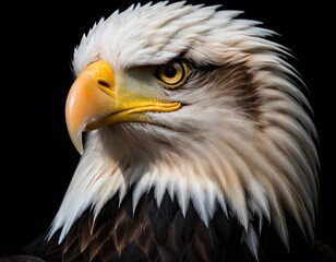 Obraz premium Bald eagle head on dark background