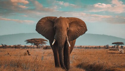 big elephant on the plains of the africa ai generated image