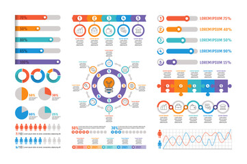 Infographic chart. Graph colorful elements, graphic business, presentation document corporate. Info design, data bars modern blue growth. Structure and timeline. Vector background tidy information set