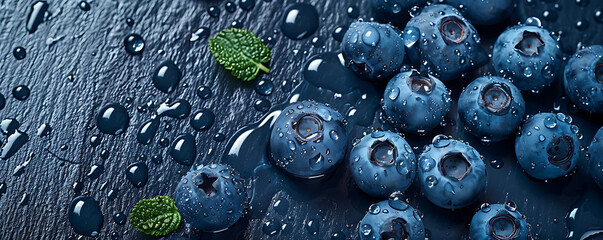 Ripe sweet blueberry. Fresh blueberries background with copy space text.