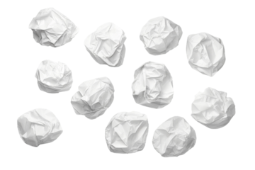 Ethereal Snowfall: A Collection of White Paper Balls Ballet on a Blank Canvas. On a White or Clear Surface PNG Transparent Background.