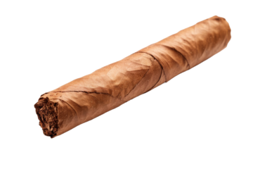 Solitary Elegance: A Curious Tale of a Lone Cigar. On a White or Clear Surface PNG Transparent Background.