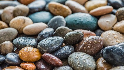 Fototapeta na wymiar colorful wet pebbles abstract nature pebbles background