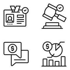 Set of Business and Data Linear Icons 

