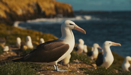 black browed albatrosses on the coast of the falkland islands - Powered by Adobe