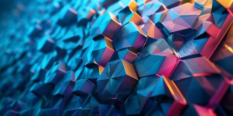 A colorful abstract image of squares and triangles