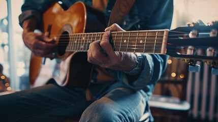 Obraz premium Person playing guitar. 