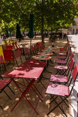 table and chairs in garden