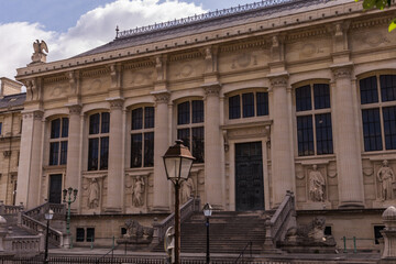 facade of the building in the city