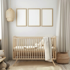 Explore a cozy baby bedroom with a bed and dolls, creating a playful and adorable atmosphere. AI generative.