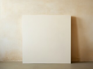 empty white painting on a beige wall
