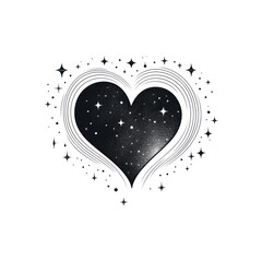 Heart celestial drawing symbol white background.