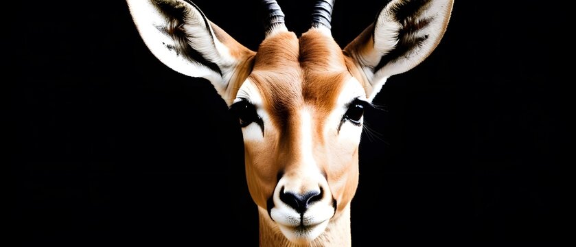 Portrait of a gazelle on dark background