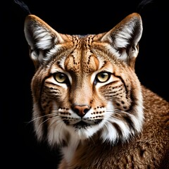 Obraz premium Portrait of a lynx on dark background