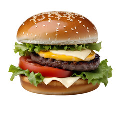 Fresh tasty burger isolated on transparent background PNG