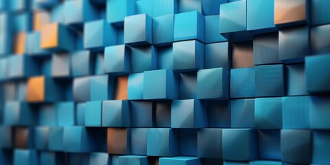 A blue wall with a pattern of squares and triangles
