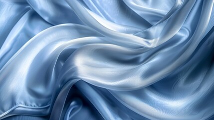 Obraz premium Tranquil blue silk waves on soft fabric, serene abstract background with space for text placement