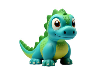 Fototapeta premium Mystical Emerald Dinosaur With Enormous Eyes. On a White or Clear Surface PNG Transparent Background.