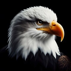 Fototapeta premium Bald eagle head on dark background