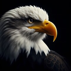 Obraz premium Bald eagle head on dark background