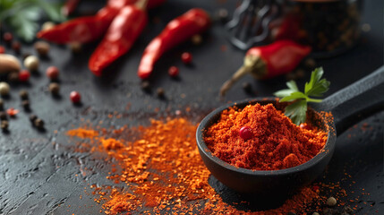 Red Chili Powder Spoon With Peppers
