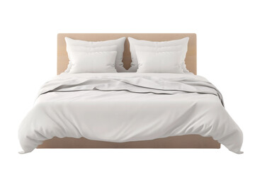 Dreamy Haven: A Cozy Bed of Comfort and Serenity. On a White or Clear Surface PNG Transparent Background.