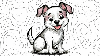 A drawing of a colorful cheerful dog