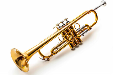 Brass Trumpet on White Background