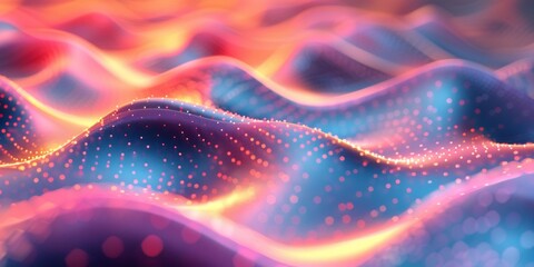 A colorful, abstract image of a wave with a blue and pink background