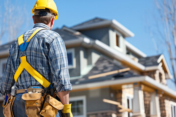 Construction Worker Standing in Front of House