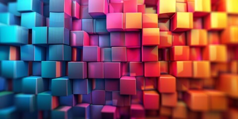 A colorful background of blocks with a blue square in the middle