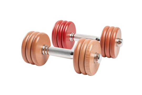 The Dazzling Dumbbell Duo. On a White or Clear Surface PNG Transparent Background.