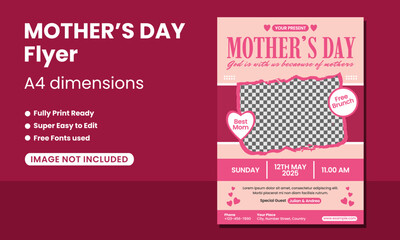Mother Days Flyer poster invitation celebration days pink color card 