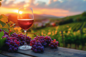 red wine in vineyard