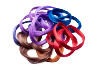 Rainbow Tresses Dance on a Blank Canvas. On a White or Clear Surface PNG Transparent Background.