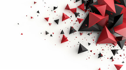 Abstract background with red and black triangles isolated on a white background