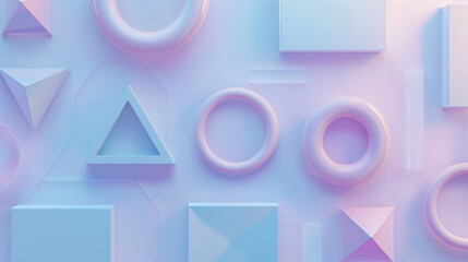 Serene pastel rings, rectangles, and triangles for meditation apps.