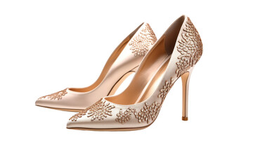 Naklejka premium Ethereal Elegance: A Pair of Womens Shoes. On a White or Clear Surface PNG Transparent Background.