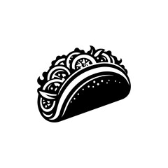 Silhouette of a Delicious Taco - Ideal for Designs, Taco Illustration
