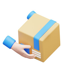 3d illustration hand and package