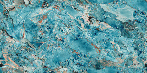Bluish cyan-coloured marble texture background, colourful veins with a rough surface, quartzite...